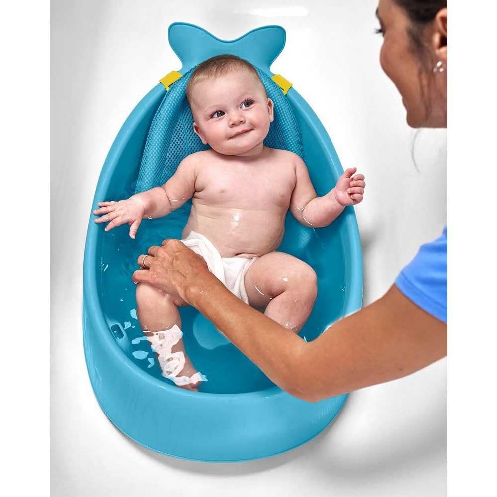 Bañera para bebés Skip Hop Moby, 3 en 1 Smart Sling Tub, Azul - Image 5