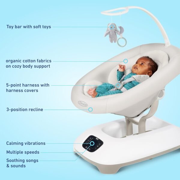 Graco SmartSense - Columpio para bebé con tecnología de detección de llantos, movimientos relajantes y vibraciones calmantes - Image 4
