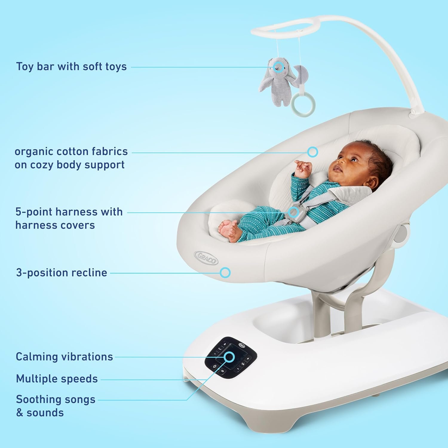 Graco SmartSense - Columpio para bebé con tecnología de detección de llantos, movimientos relajantes y vibraciones calmantes - Image 4