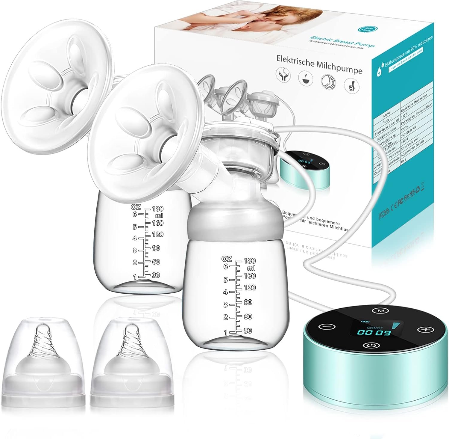 Extractor de leche eléctrico, 3 modos, 10 niveles, doble recargable, doble bomba de leche materna