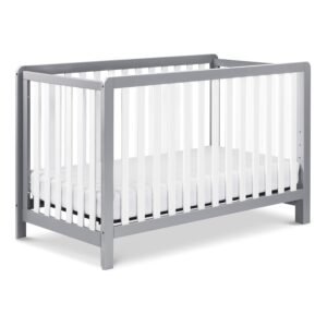 Colby 4-en-1 Cuna Convertible de perfil bajo con colchón de bebé hipoalergénico Gris y Blanco