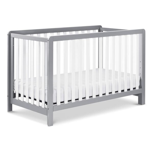 Colby 4-en-1 Cuna Convertible de perfil bajo con colchón de bebé hipoalergénico Gris y Blanco
