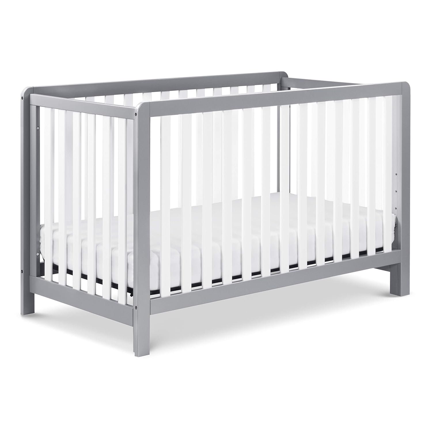 Colby 4-en-1 Cuna Convertible de perfil bajo con colchón de bebé hipoalergénico Gris y Blanco