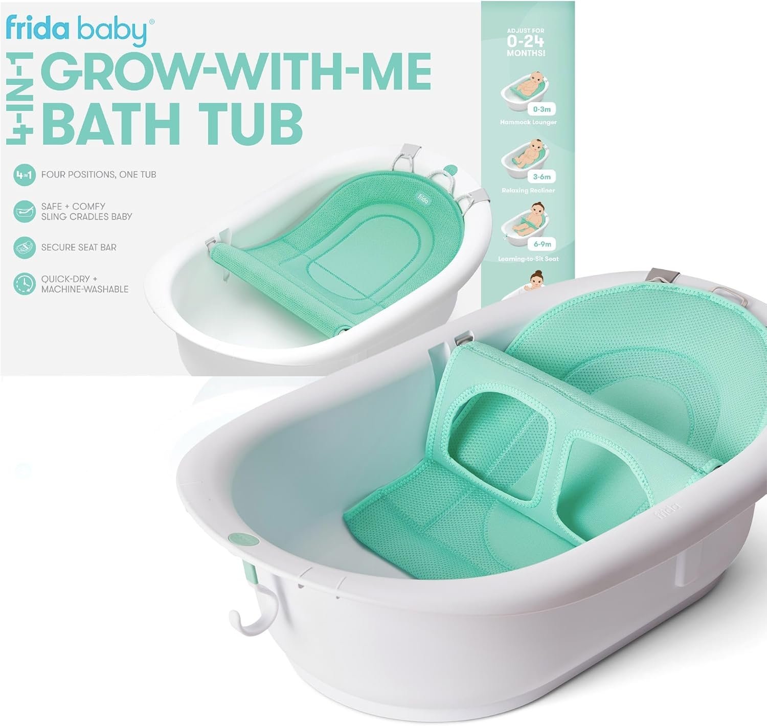 Frida Baby Bañera de bebé 4 en 1 Grow-with-Me